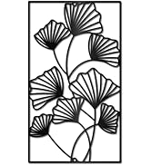 CREATCABIN Feuille Ginkgo en Métal-Décoration Murale Suspendre-Feuilles Noires-Art Mural en Fer-L...