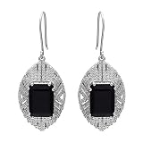 Ohrring Sterling-Silber 925 schwarzer Spinell weißer Zirkonia Marquiseschliff
