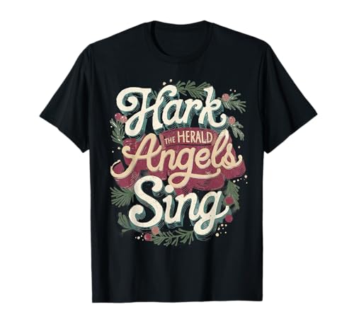 Retro Hark the Heralds Angels Sing Christian Christmas Tee T-Shirt