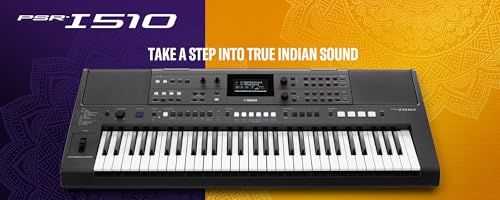 Image of Yamaha PSR-I510 Digital Electronic 61 Keys Keyboard with Power Supply, Blueberry KB-50 Bag, R-13 Stand, and Dust Cover