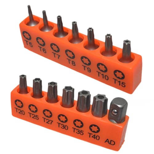 iplusmile Jeu D'embouts Étoilés de Sécurité 14 Pièces en Acier Allié S2, 25 Mm, Léger avec Adaptateur pour Vis Inviolables, Coffret Professionnel