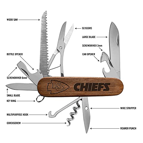 The Sports Vault Nfl Kansas City Chiefs Classic Wood Pocket Multi-Tool #TOP1