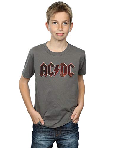 Image of AC/DC Boys Logo Raw Distressed T-Shirt 7-8 Years Charcoal