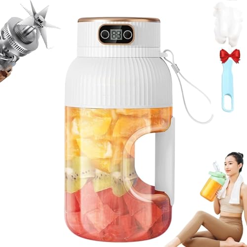 Licuadora Portátil Inalámbrica Con Pantalla Digital Vaso Multifuncional Recargable For Jugos Batidos Y Licuados For Llevar(White-1200ml)