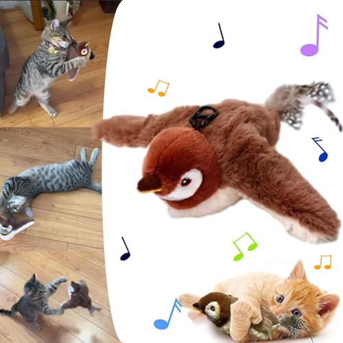 Starnearby Interactive Bird Cat Toy - Automatic Flapping Wings with Catnip and Chirping for Indoor Cats to Bite, Chew (A1)
