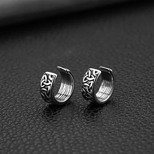 HZMAN Celtic Knot Ear Cuff Earrings for Men Women Stainless Steel No Piercing Clip On Cartilage Retro Knot Pattern Earring Jewelry Gift3