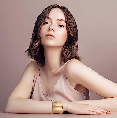 Wainis 2 Pcs Gold Cuff Bangle Bracelet For Women Open Wide Bracelets Wrist Cuff Wrap Adjustable Bracelet Jewelry Gift B #TOP3