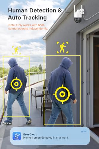 Jennov 5MP Überwachungskamera Aussen WLAN, Zusatzkamera, Automatische Verfolgung, 24/7 Aufnahme, Farb-Nachtsicht, Bewegungserkennung, nur kompatibel mit Jennov WiFi NVR, Eseecloud APP