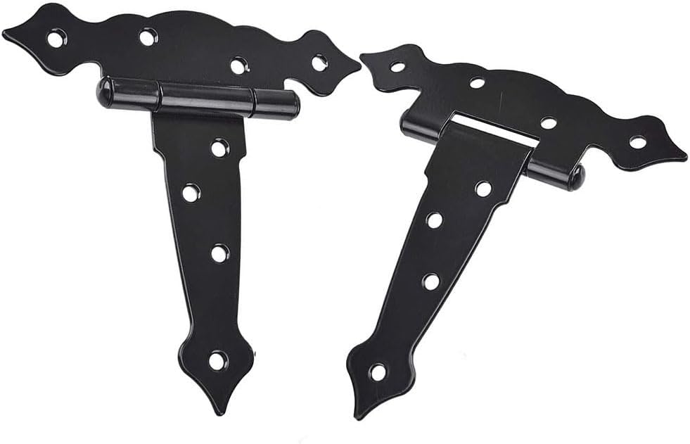 2PCS Heavy Duty Strap Hinges Shed Door Barn Door Hinges Wooden Fences Decorative Classic Hinges Black 5inch