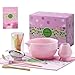 Clay&Fire Matcha Whisk Set, 9 pcs Ceramic Matcha Set, Gifts for Women,Matcha Bowl with Spout and Whisk, Matcha Kit for Matcha Lovers, Gift Christmas, Birthday, Anniversary (Pink)
