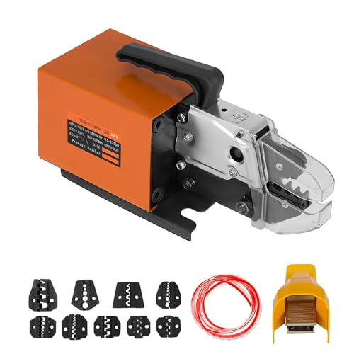 Image of Happybuy Pneumatic Crimping Tool AM-10, Air Powered Wire Terminal Crimper, Crimps Up to 16mm², Includes 10 Sets of Dies for Various Terminals, Pneumatic Plier Machine