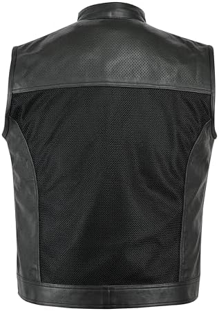 Gilet Motociclista In Pelle Di Bufalo Leatherick - Stile Tattico Con 7 Tasche Uomo - Foto 2