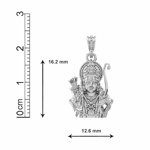 Pendentif Shri Ram en argent sterling 925 avec chaîne serpent
