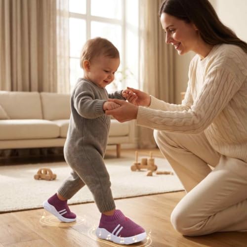 Image of Infant Shoes for Baby Boys & Girls | Musical Sound Walking Shoes | First Walker Shoes for Toddlers | Lightweight Breathable Knit Sneakers | Soft Sole Comfortable Slip On Shoes for Newborns, Babies & Kids