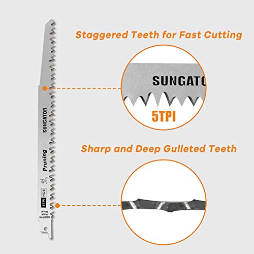 image for SUNGATOR 9-Inch Reciprocating Saw Blades, 10-Pack Wood Pruning Saw Bla