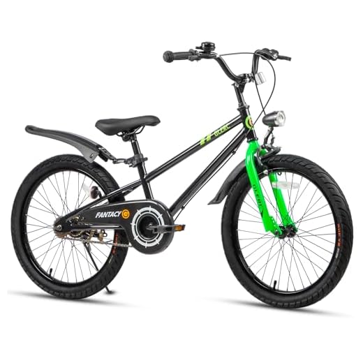 Glerc Fantacy 20 Inch Kids Bike for 7-14 Years Old Boys Girls with Water Bottle Holder & Headlight & Training Wheels, Black