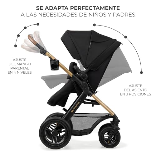 Miniatura 15 de Kinderkraft Moov 2 Air, Carrito 3 En 1 Con Capazo Y Silla De Paseo 2 En 1, Ruedas Grandes Inflables, Travel System Con Silla De Coche, Hasta 22 Kg, Negro