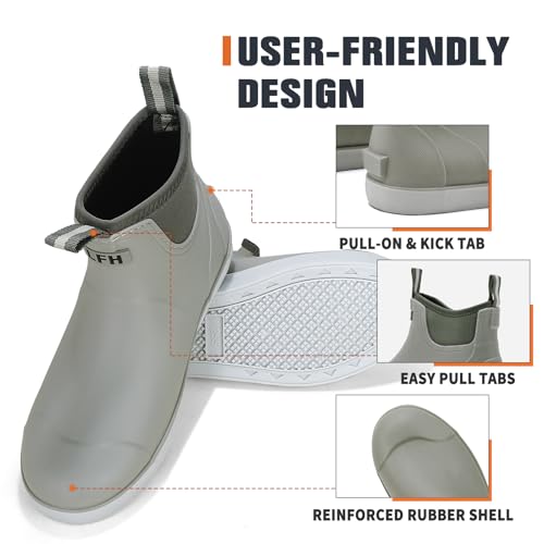 Mens Deck Boots, Saltwater Fishing Booties Rubber Waterproof Ankle Rain Boots, High-performance Footwear Chelsea Boots for Gardening Fishing Boating Camping Sailing4