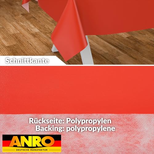 ANRO Oilcloth Tablecloth, Washable, Oilcloth, Garden Tablecloth, Outdoor, Indoor, 100 x 140 cm, Cut Edge, Red - Image 2