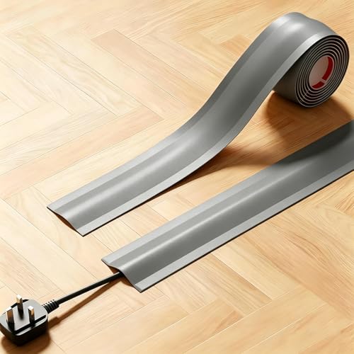 Protector para cables autoadhesivo y flexible de 4m que evita tropiezos en oficinas y hogares