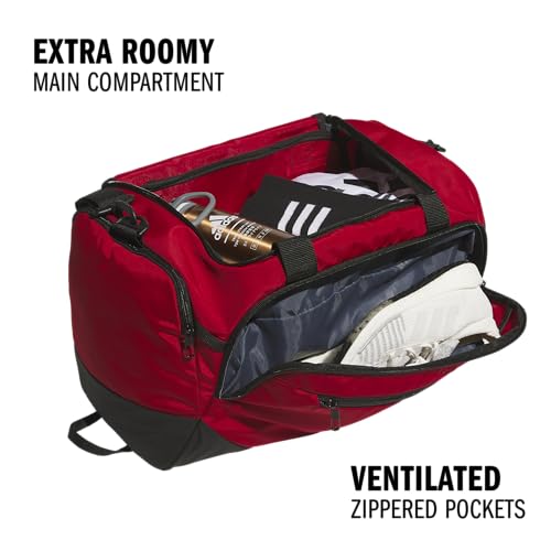 Image of adidas Defender 5 Duffel Bag for Sports, Gym and Travel, Team Power Red 2 /White, OSFA