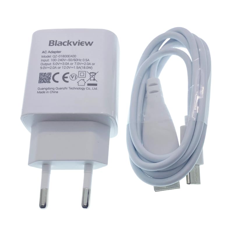 Chargeur rapide d'origine pour Blackview BV8000 Pro Power Adapter Quick Charging+Wire USB Cable