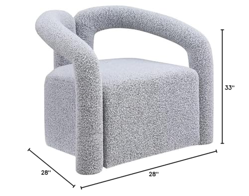 Sillón moderno tapizado gris bouclé miniatura 3