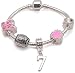 Liberty Charms Children's Pink Happy 7th Birthday Silver Plated Charm Bead Bracelet. with Gift Box
