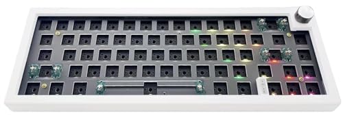 BOYI GMK67Pro Keyboard Barebones Kit,QMK/VIA Programmable BT5.0/2.4G/Type-C Tri-Mode Wireless RGB Gasket Mounted 65% Compact Custom RGB 4000mAh Mechanical Keyboard with Knob DIY Kit(White) by BOYI - Used condition - US$44.99