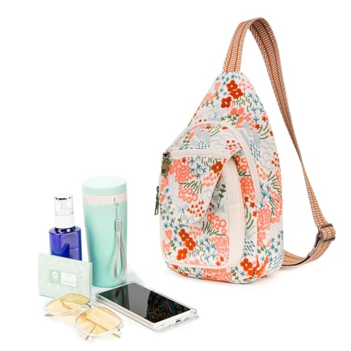 Image of SILKAREA Vintage Embroidered Floral Ethnic Backpack for Women Handbag Shoulder Bag Mini Travel Purse (Flower Sea White)