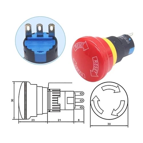 Interrupteur arrêt d'urgence 16mm YJ-LA16-11ZS-A pour tableau électrique de commande - 4