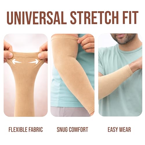 Image of UV Sun Protection Arm Sleeves for Men & Women - UPF 50+ Cooling Hand Cover for Biking, Cricket, Driving & Cycling - Tan Protection Guard
