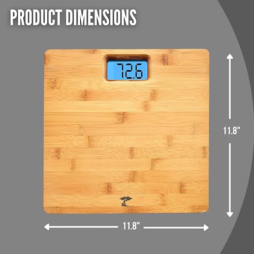 Deluxe Bamboo Bathroom Scale With Backlit Large Display - 400Lb Capacity #TOP3