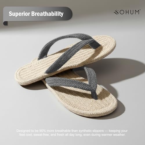 Image of Sohum V Strap Cotton Braided Slippers for Men & Women 1 Pair | Ultra-Soft, Lightweight & Breathable| Handmade Unisex Flip Flops