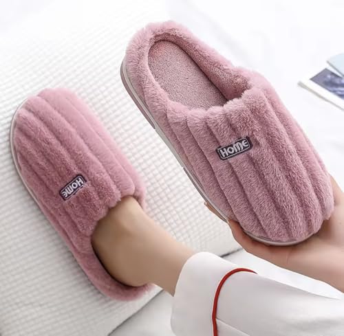 Image of Wolvesden Unisex Winter Woolen Slippers | Fluffy Indoor Slip-Ons | Size 4-8, Multicolor (1 Pair)