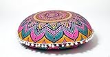 CRAFT KALA 22' Round Mandala Boho Pillow Cover Meditation Room Seating Poufs Cover for Living Room Yoga Room Home Bedroom Balcony Garden Party Decoration Cotton Floor Cushion Cover 22', New Pink Ombre