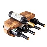 Wine Rack Countertop, 8 Bottle Wine Bottle Holder Freestanding for Inside Cabinet, Acacia Bottle Organizer for Home Kitchen, Bar, Pantry