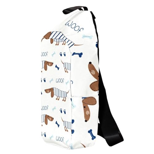 Mochila bandolera multicolor compacta con estampado de Dachshund de 16x36cm 3