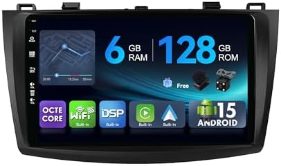 MSD 6G+128G - 9 Inch Car Stereo For Mazda 3 (2009-2015) | Android 15 GPS Navi Radio | Carplay Android Auto Volant Dual Band WiFi DSP DAB Bluetooth | Caméra MIC | Octa-Core 2 Din