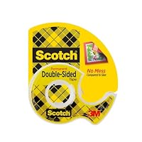 Scotch Double Sided Tape with Dispenser, Narrow Width, Engineered for Holding, 12.7mm x 6.35m (136)