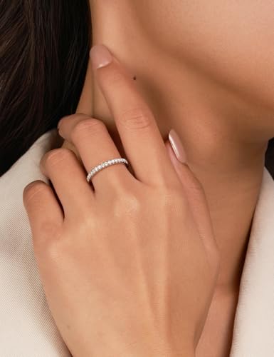 IMOLOVE Moissanite Wedding Band for Women, 0.42CT D Color VVS1 Moissanite, Half Eternity Band, Stackable Promise Ring for Engagement, Anniversary, Proposal Size 6.5 — view 3