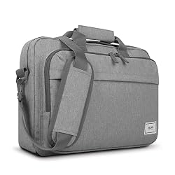 Solo New York Briefcase – Laptop Carrying Bag for Women & Men, Brief for Travel & Work, Front Zippered Pocket, Adjustable Shoulder Strap, Fits 15.6″ Computer – Re:New, Gray