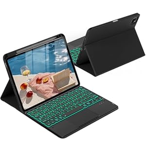 CACOE Bluetooth Tastatur mit Touchpad, [Französische] Kabellose mit 7 Farben Beleuchtete Bluetooth kompatibel mit iPad A16/10/iPad Air/Pro, iOS/iPadOS/MacOS, Mac mini/Pro, MacBook 10 Zoll, Schwarz