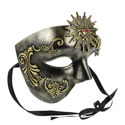ABOOFAN Masque Carnavalesque Demi-visage Pour Hommes En Abs Robuste, Masque Borgne Vénitien Sculpté à La Main, Sangle Élastique Ajustable, Pour Carnaval, Bal Masqué Et Cosplay Adulte