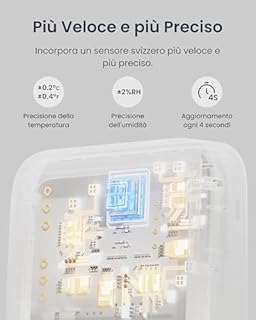 SwitchBot Termometro Igrometro Ambiente, Umidità e Temperatura Interno Bluetooth per Casa, Sensore di Rugiada/VPD/Umidità Assoluta, Igrometro Digitale Professionale con Memorizzazione dei Dati