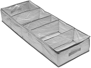 Addis Home Wardrobe Underbed Storage Organisation 5 compartment Clothes Bedding Bag with full zip window, Grey