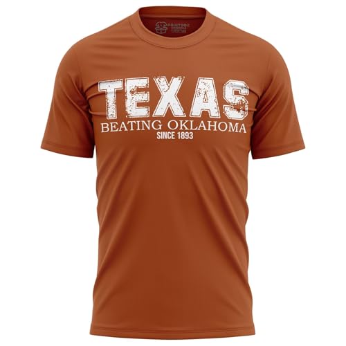 Texas Beating Oklahoma Shirt for Men, Funny Longhorn Shirts Unisex Style Crewneck Top Burnt Orange