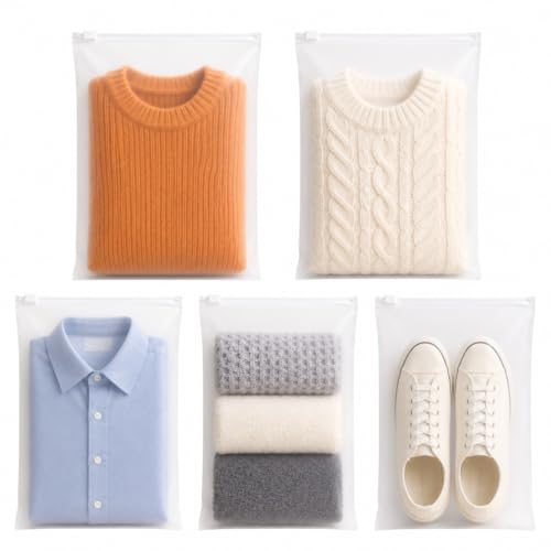 Reusable Ziplock Storage Bags for Travel Waterproof Zip Organiser Bags for Clothes Shoes Cosmetics Frosted Packing Pouches for Baby Essentials 30pcs 30x40cm