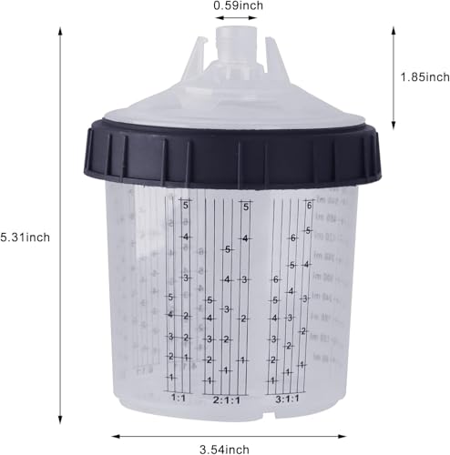 Image of Disposable Paint Cups for Automotive Paint Guns, HVLP Paint Spray Gun 20 oz(600 ml) Kit with 70 Detachable Filters and Cup Liners, 40 Lids, 1 Hard Cup with Fixed Ring and 10 Plugs