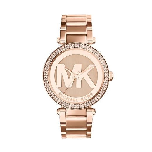 Michael Kors Reloj para mujer Parker, movimiento de tres manecillas, caja de 33 mm de acero inoxidable color oro rosa con correa de acero inoxidable, MK5865
